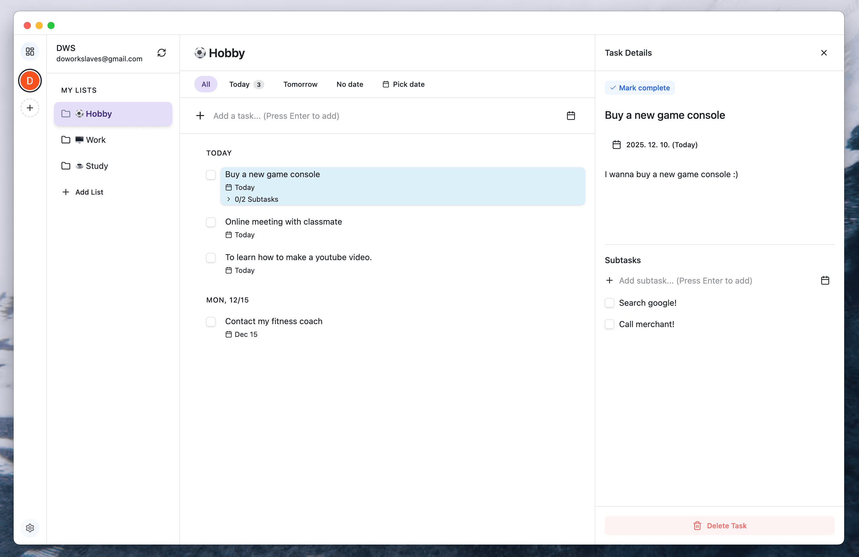 TaskFlow Main Screen